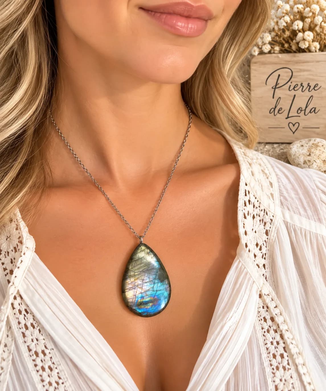 Collier Labradorite Goutte Boréale