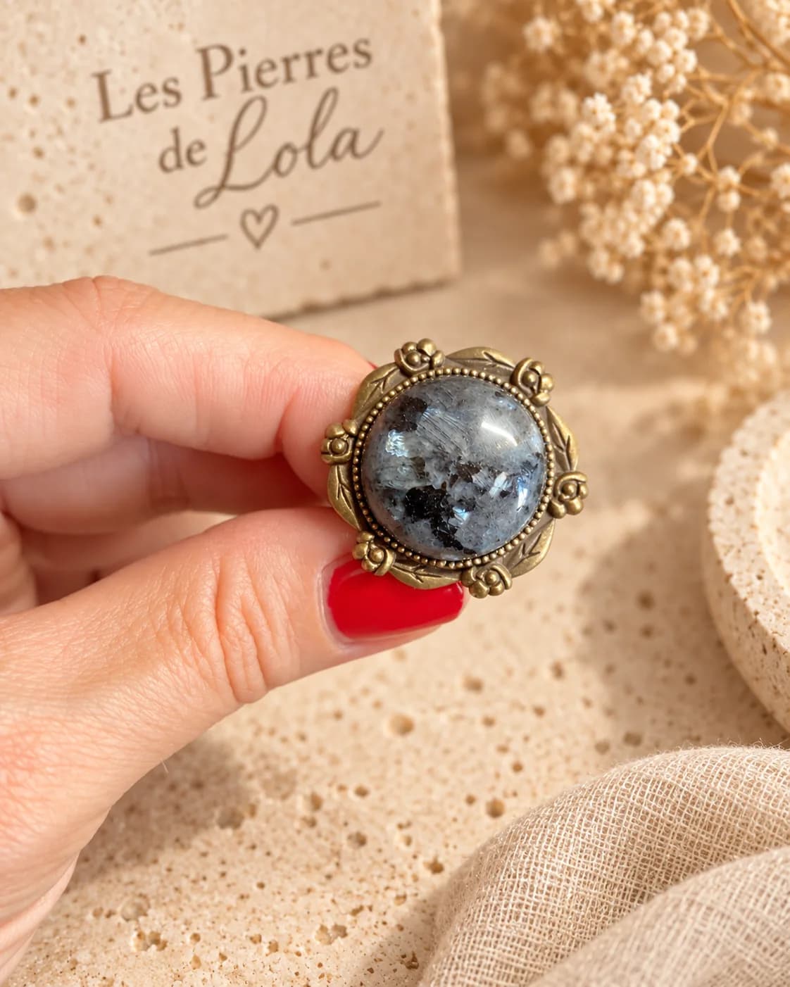 Bague Labradorite Noire Jardin de Nuit