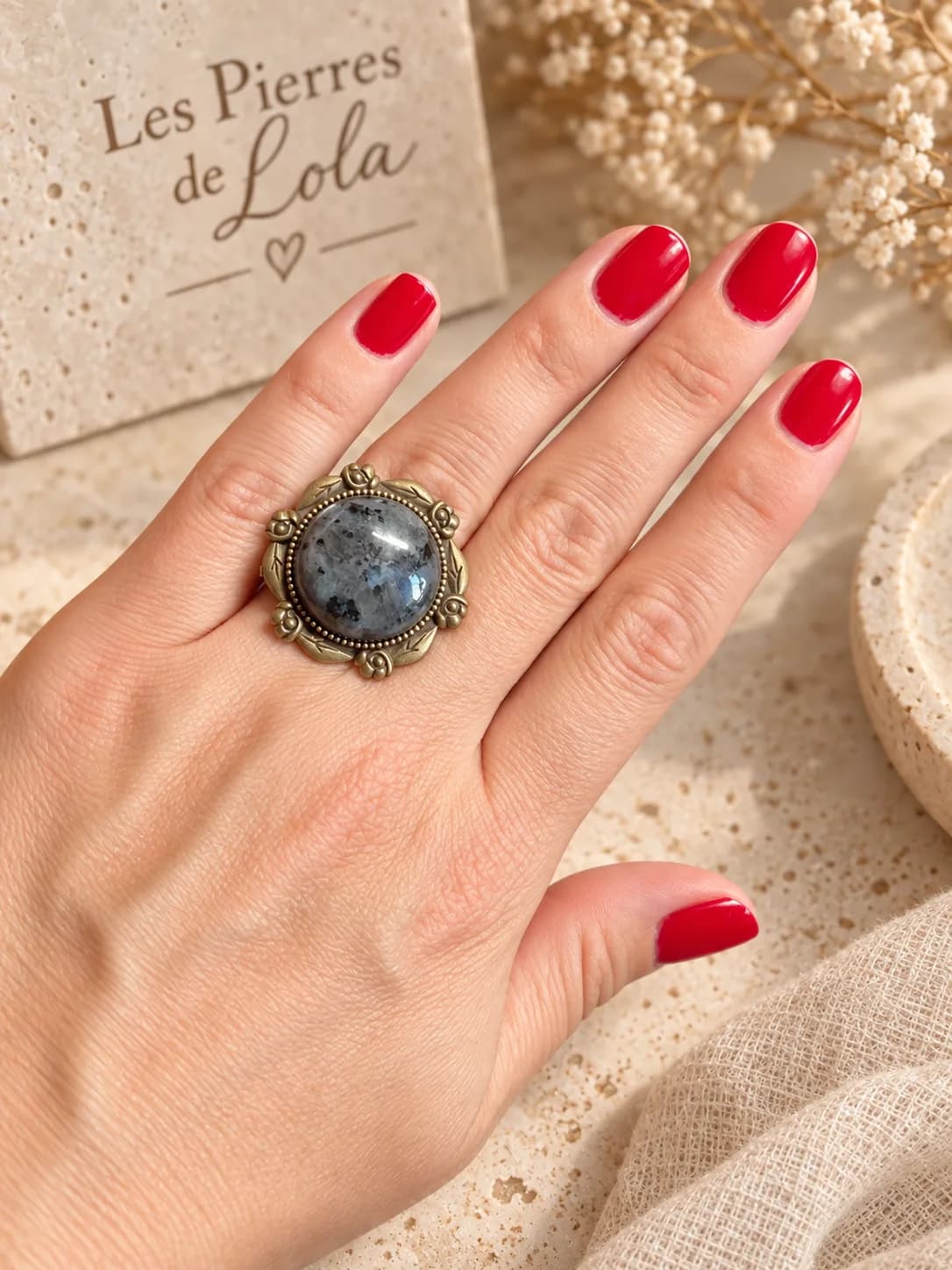 Bague Labradorite Noire Jardin de Nuit