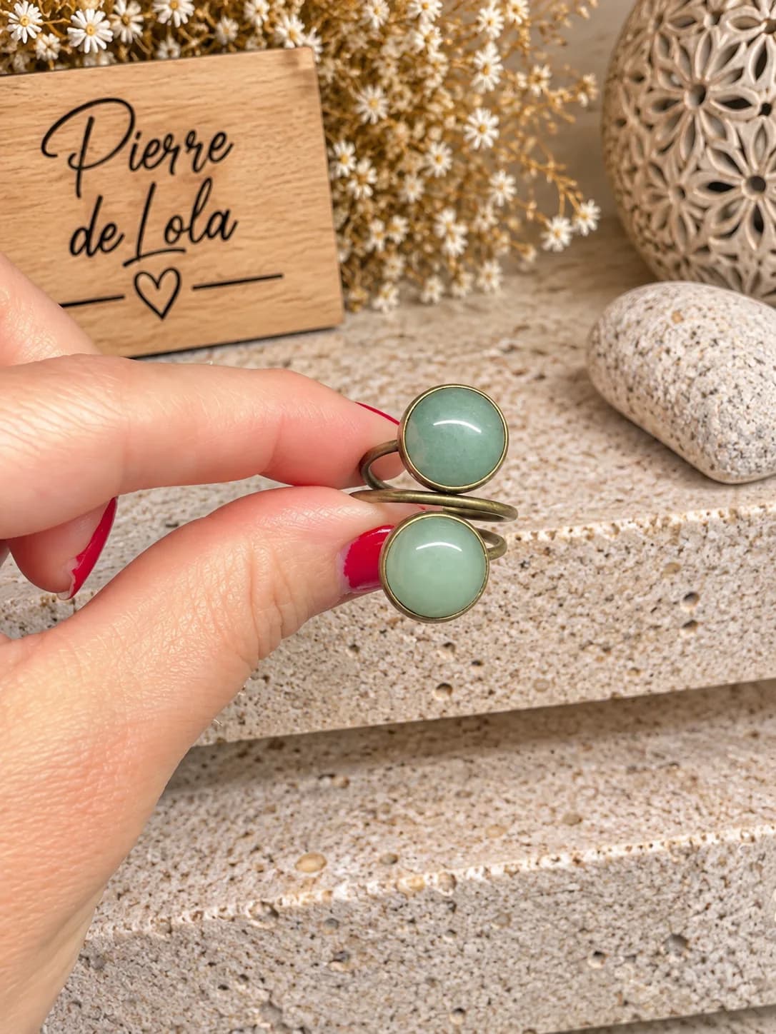 Bague Aventurine Duo Nature