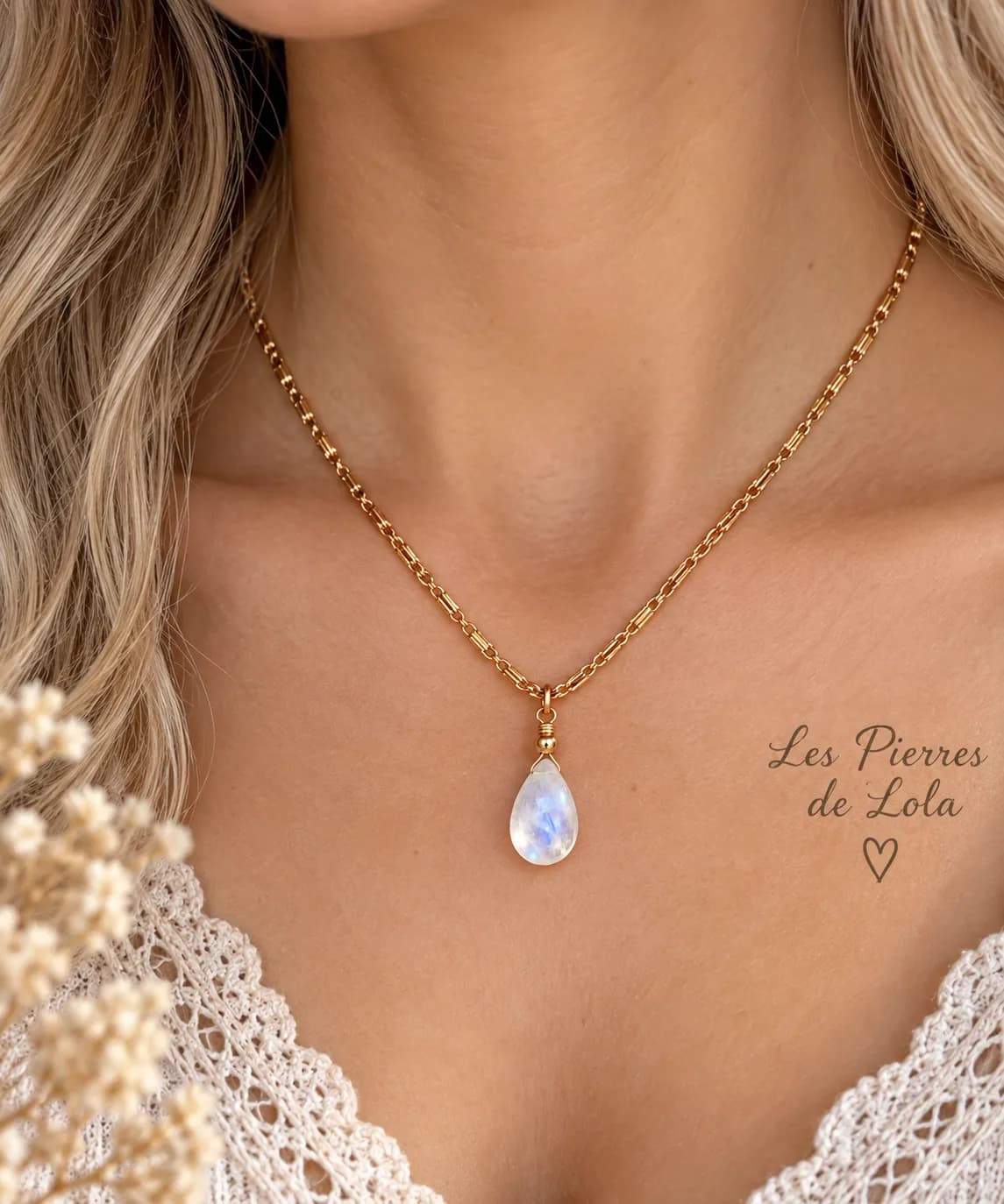 Collier Goutte de Lune – Pierre de lune 