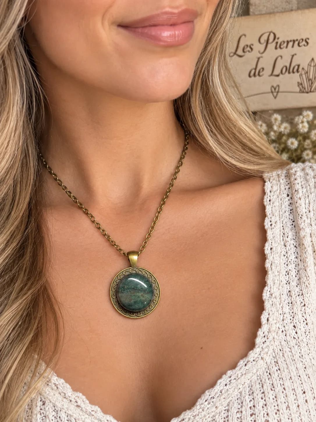 🌿 Collier Jardin Secret – Agate mousse
