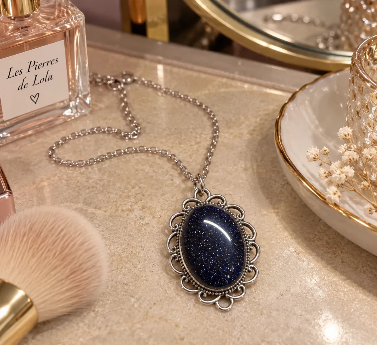 Collier Belle Nuit Étoilée – Goldstone Blue