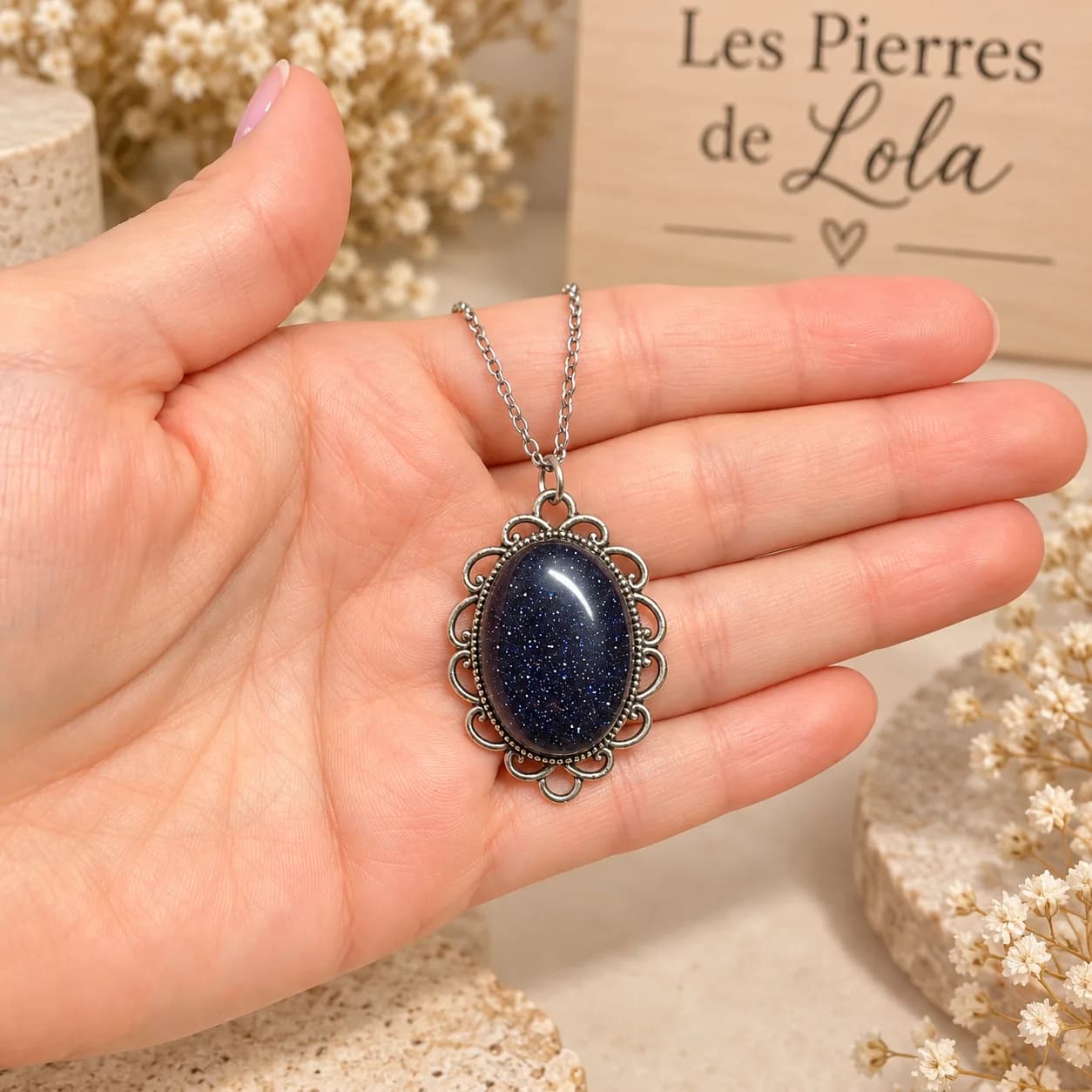 Collier Belle Nuit Étoilée – Goldstone Blue