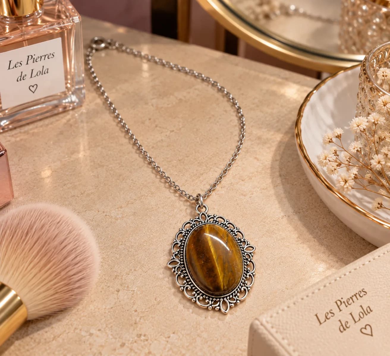 Collier Regard Solaire – Œil de Tigre