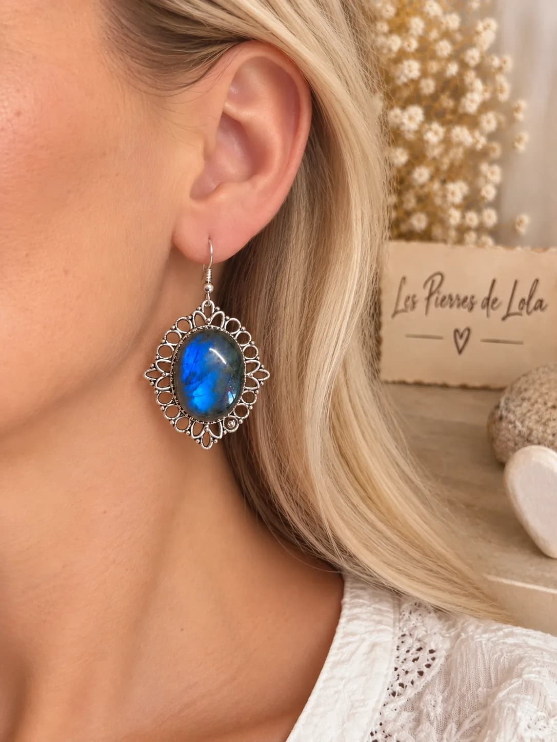 Boucles d’oreilles Labradorite - Commande personnalisée 4 bijoux