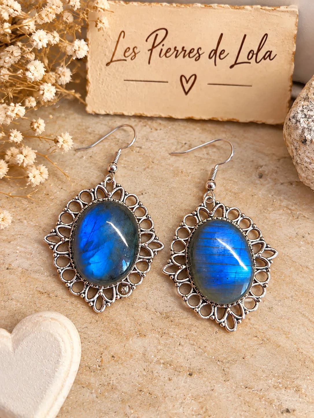 Boucles d’oreilles Labradorite - Commande personnalisée 4 bijoux