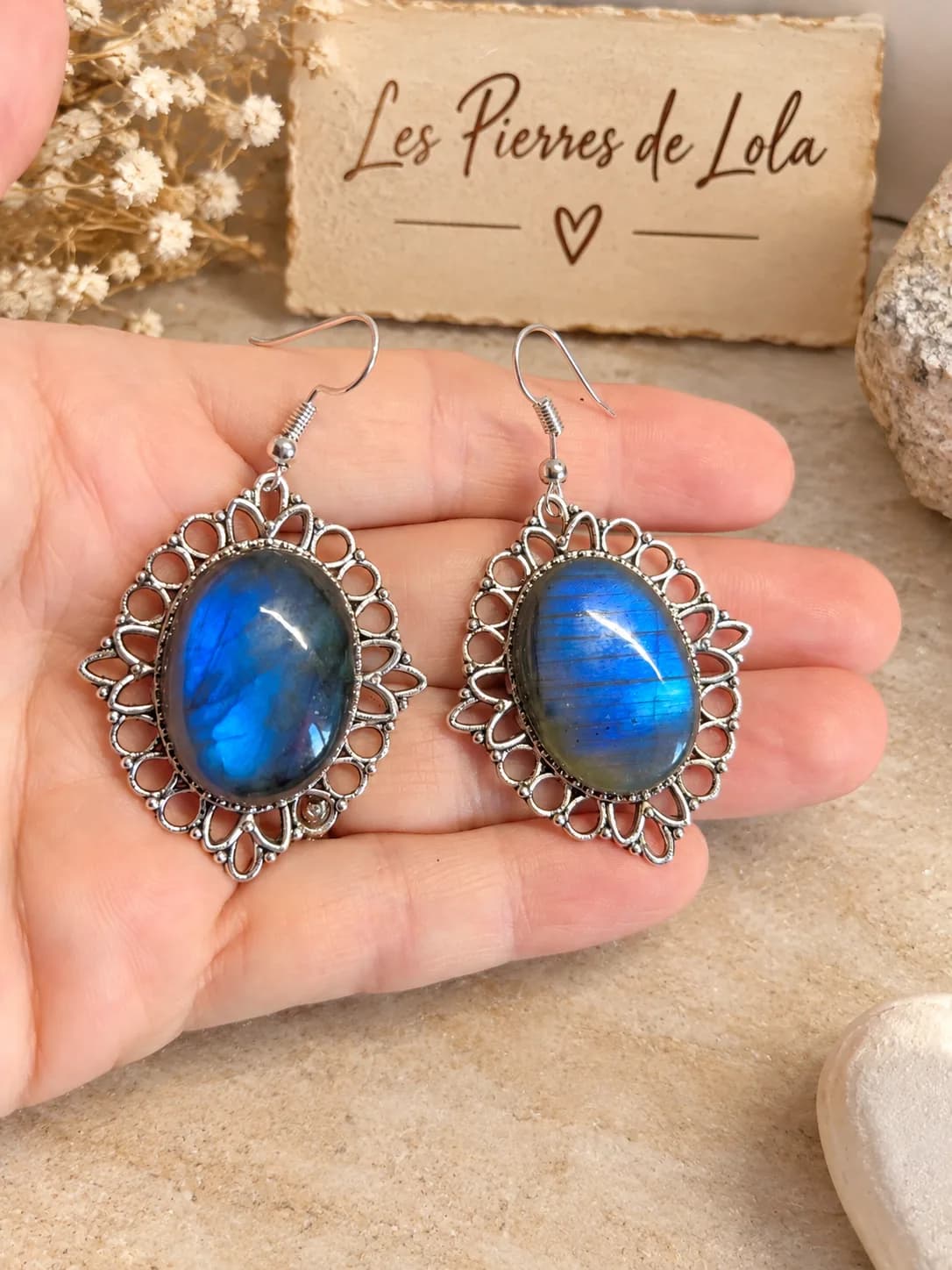 Boucles d’oreilles Labradorite - Commande personnalisée 4 bijoux