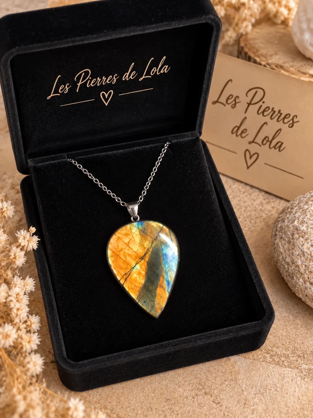 Collier Labradorite Goutte – Lumière Dorée ✨