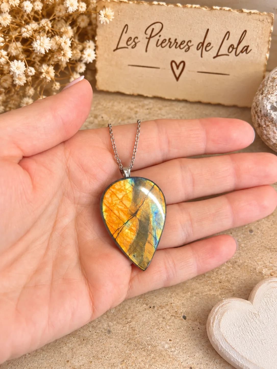 Collier Labradorite Goutte – Lumière Dorée ✨