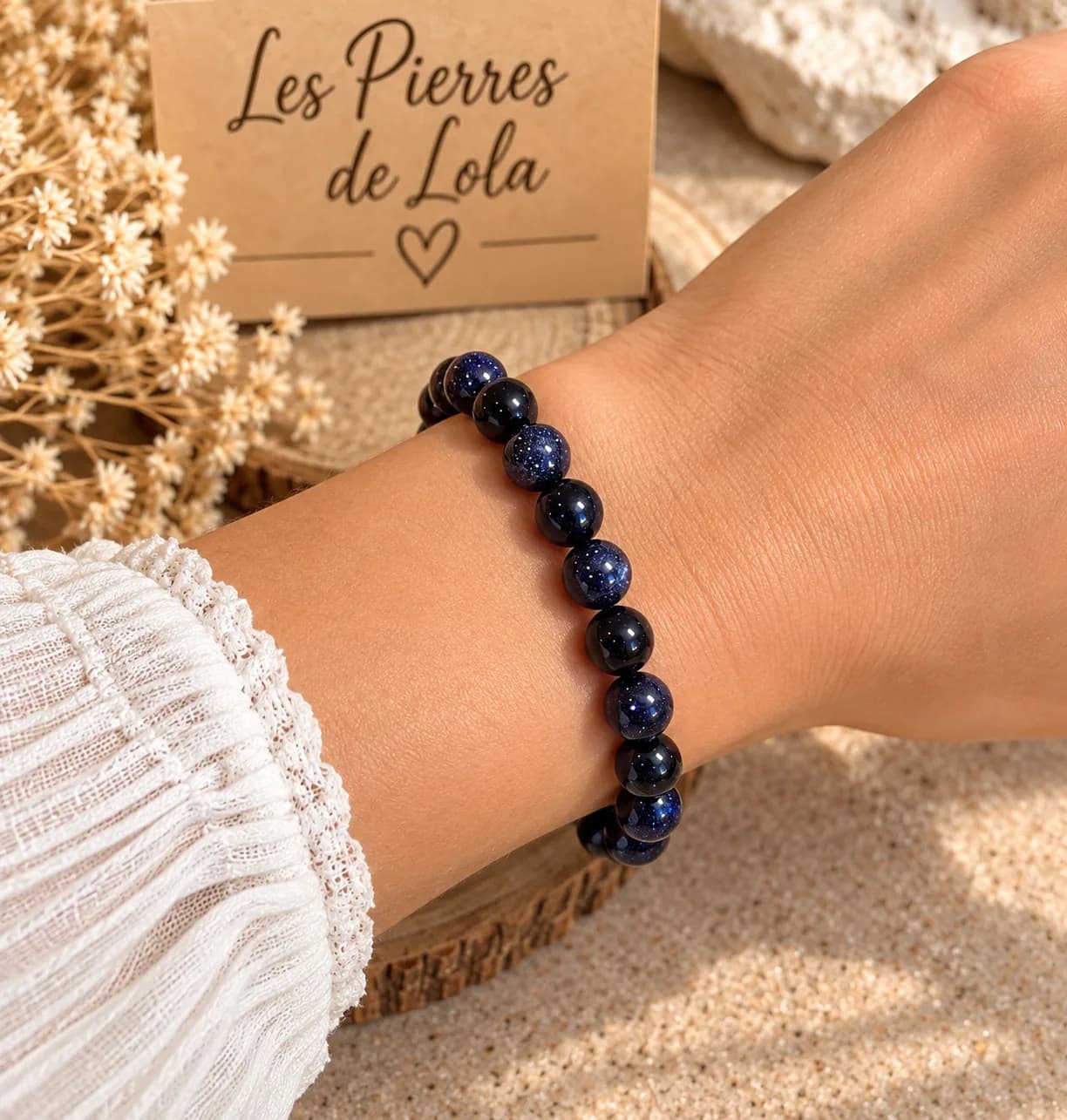 Bracelet Goldstone Blue – Nuit Étoilée ✨