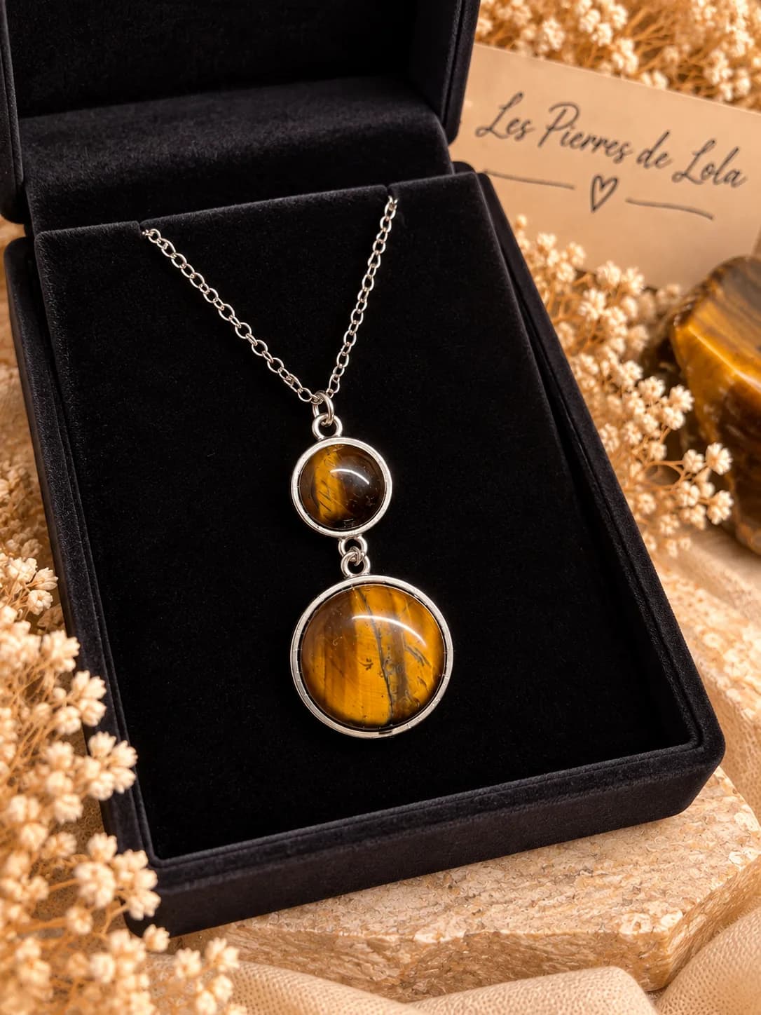 Collier Duo Œil de Tigre – Éclat Doré