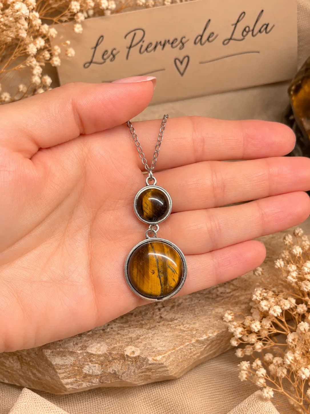 Collier Duo Œil de Tigre – Éclat Doré