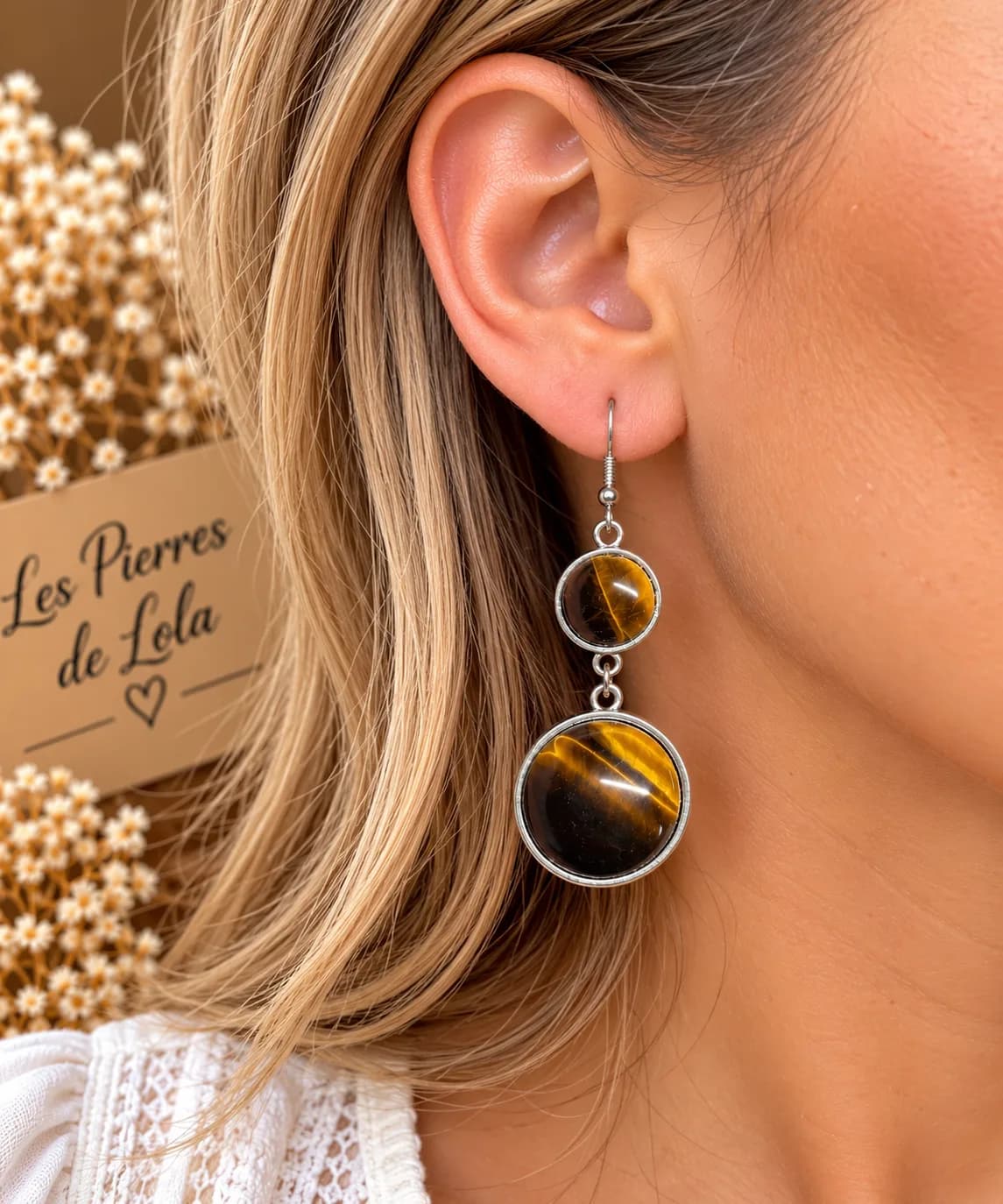 Boucles d’Oreilles Duo Œil de Tigre – Reflets Dorés