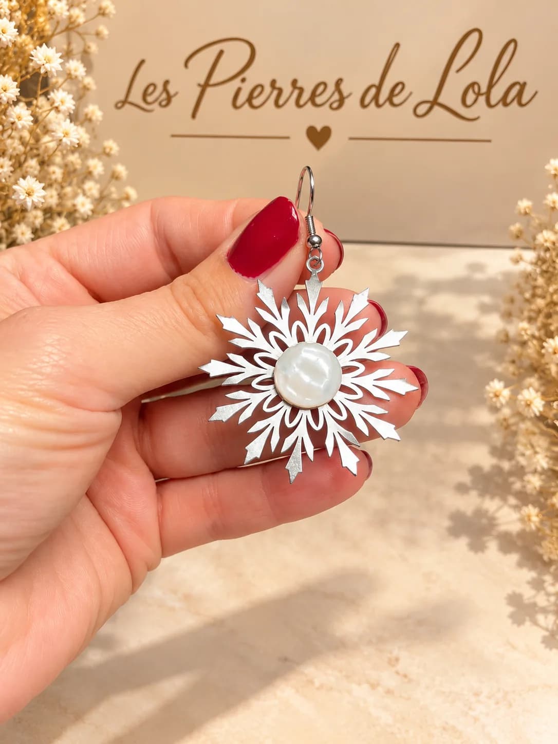 Boucles d’oreilles Flocons de Neige – Nacre