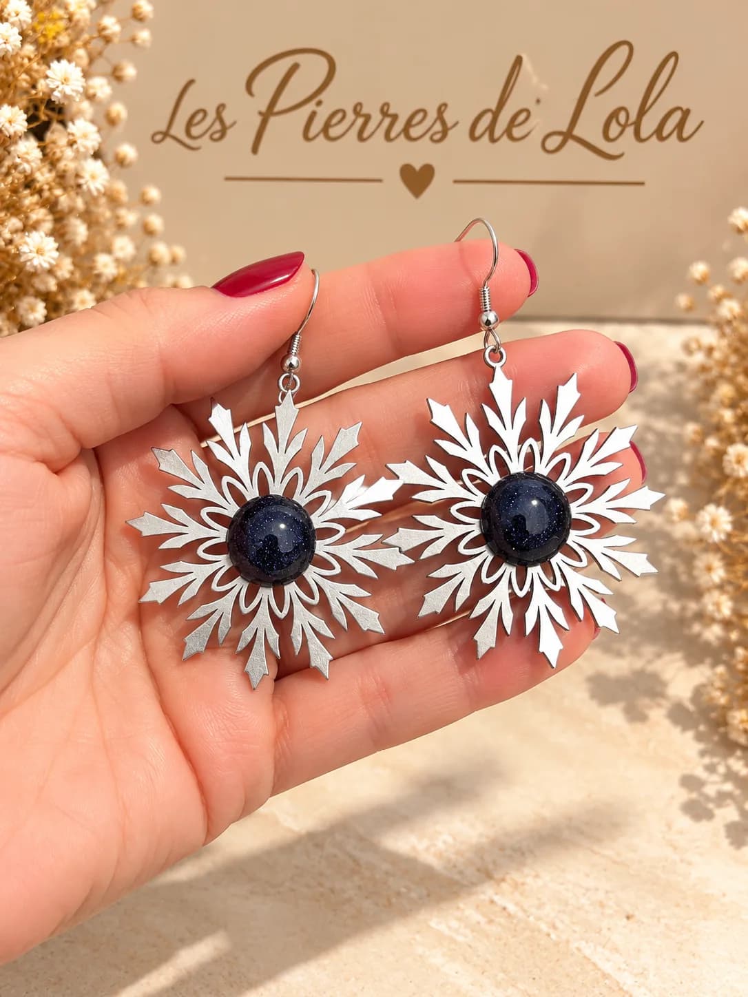 Boucles d’oreilles Flocons de Neige – Goldstone Blue