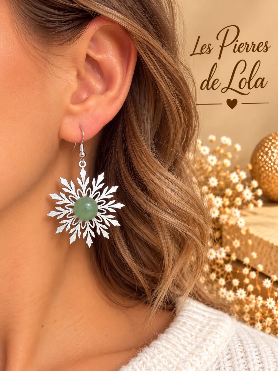 Boucles d’oreilles Flocons de Neige – Aventurine