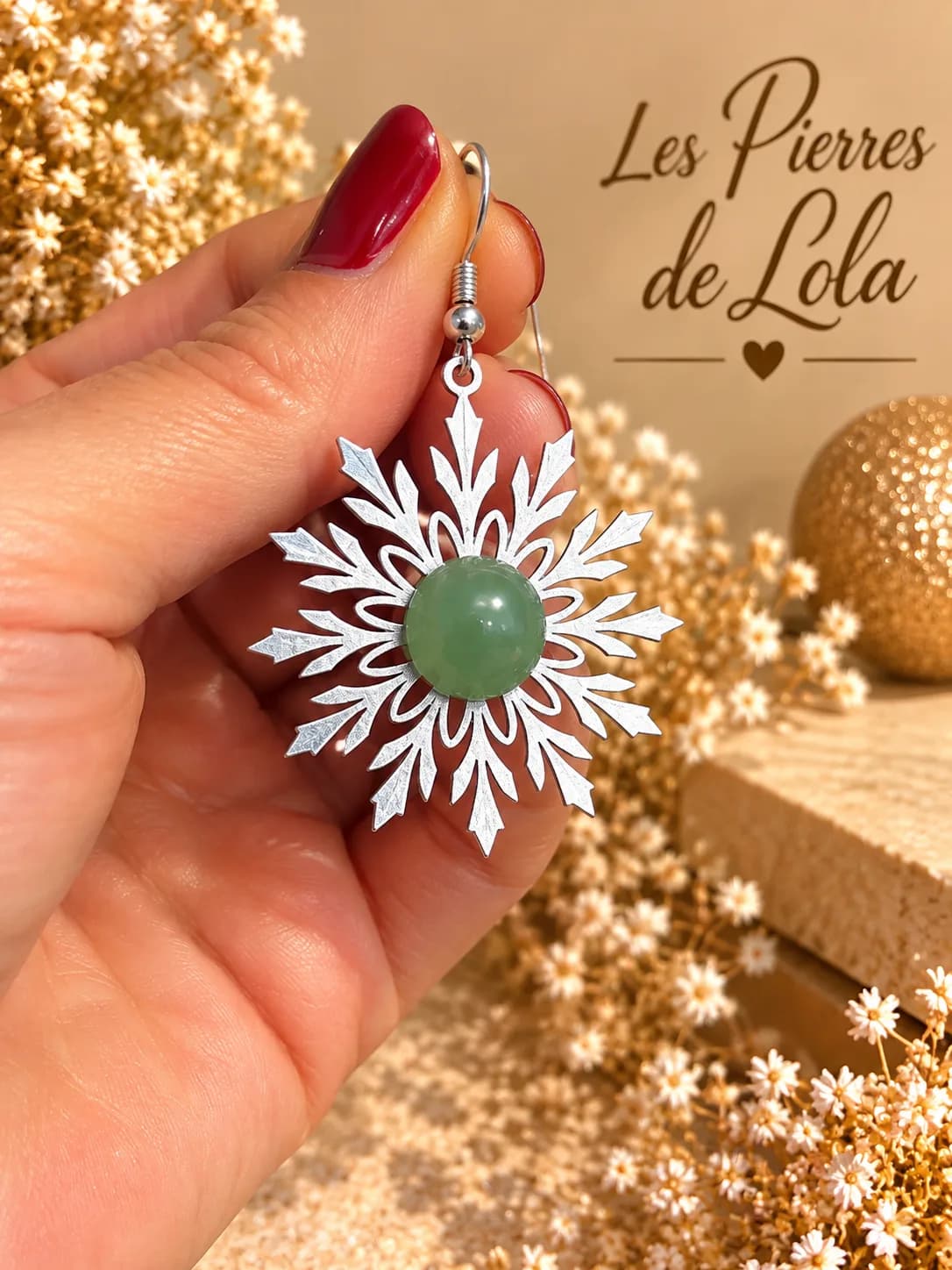 Boucles d’oreilles Flocons de Neige – Aventurine
