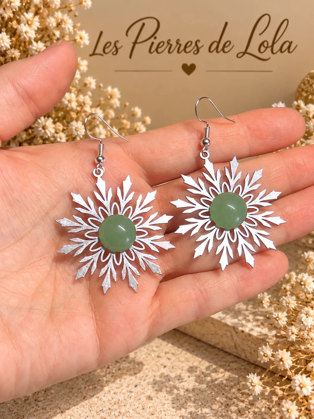 Boucles d’oreilles Flocons de Neige – Aventurine