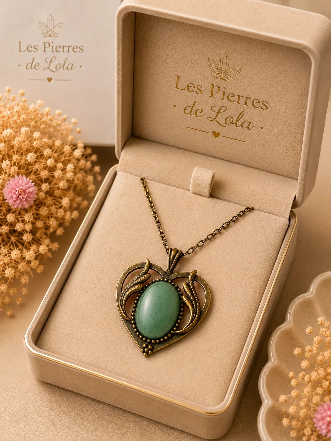 Collier Aventurine Naturelle – Cœur de douceur et d'élégance