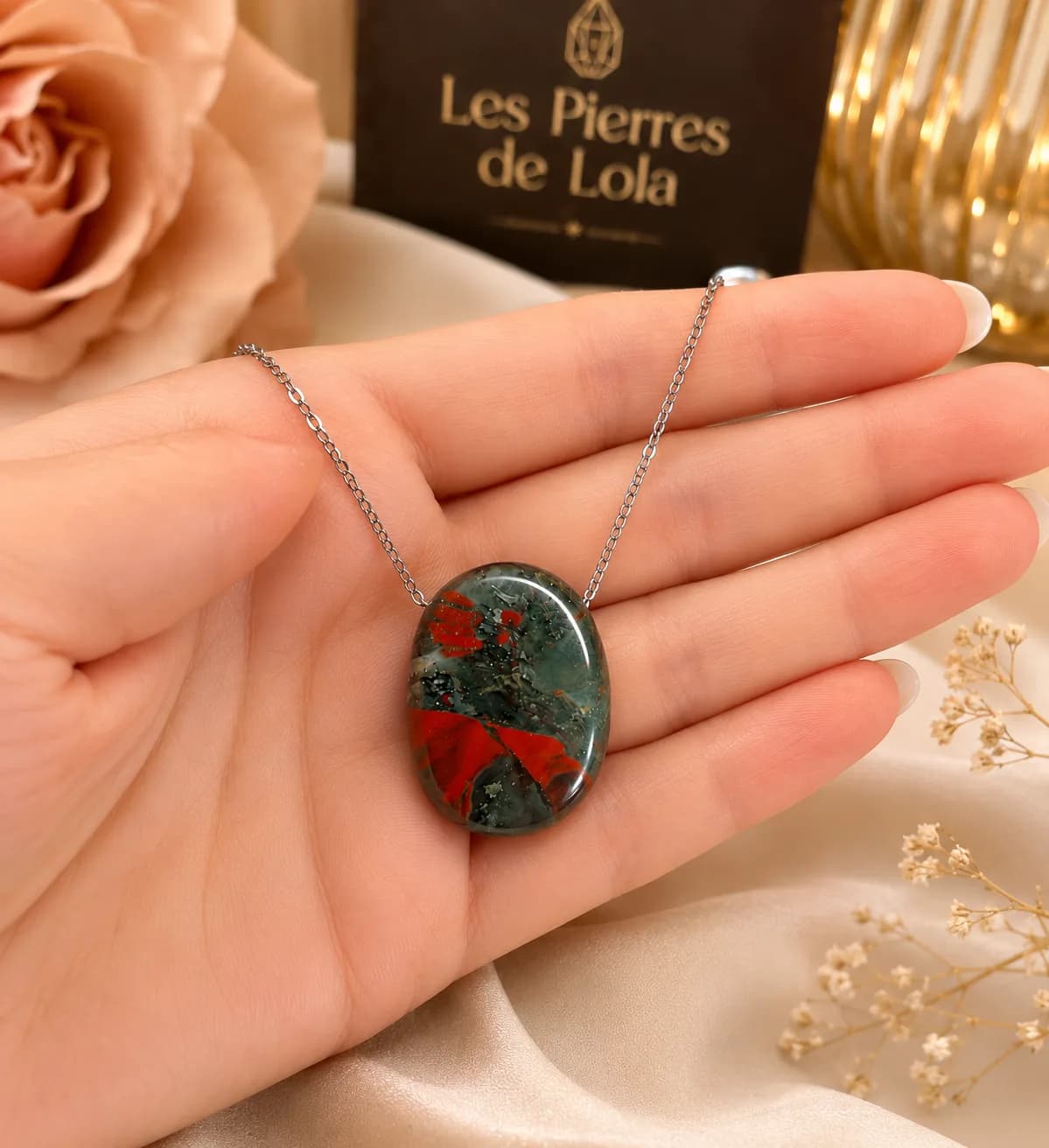 Collier pierre « Jaspe Sang de Dragon »