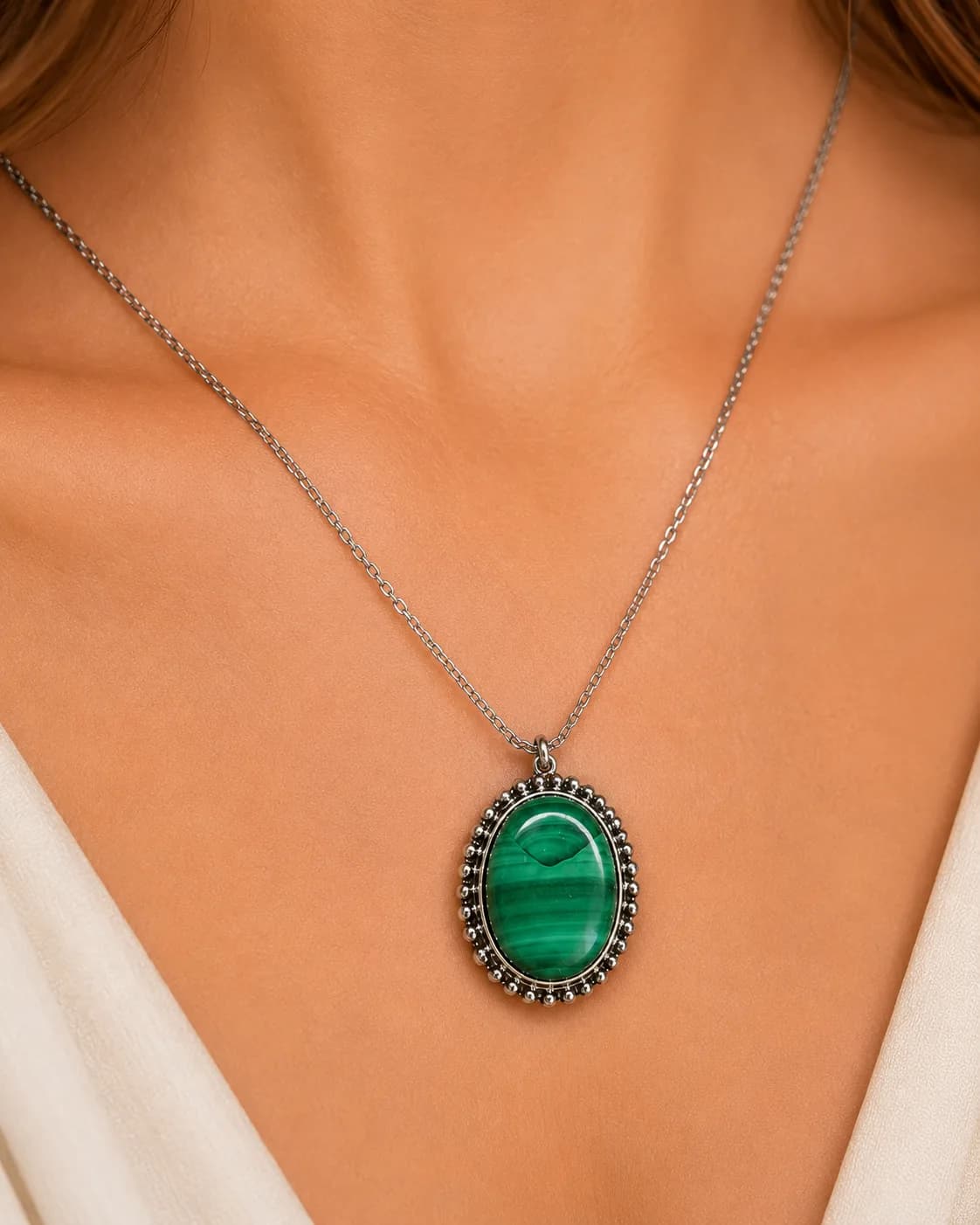 💚 Collier en Malachite Naturelle