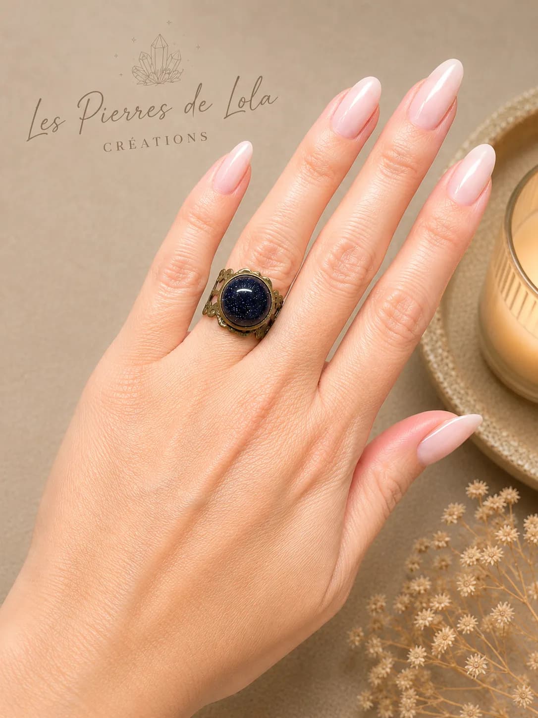 Bague Éclat Céleste en Goldstone Blue